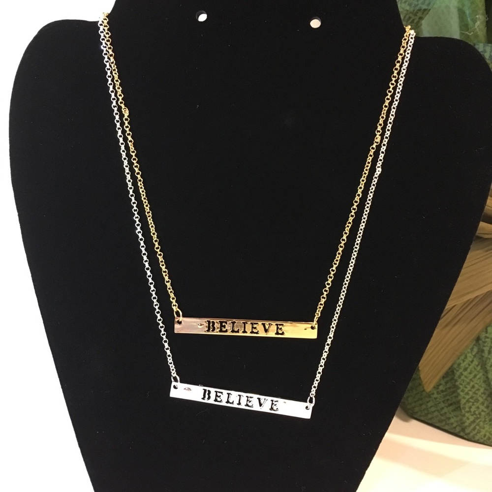 Stackable Inspiration Quote Necklace Believe
